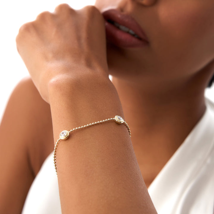 Stackable Beaded Gold Diamond Bracelet