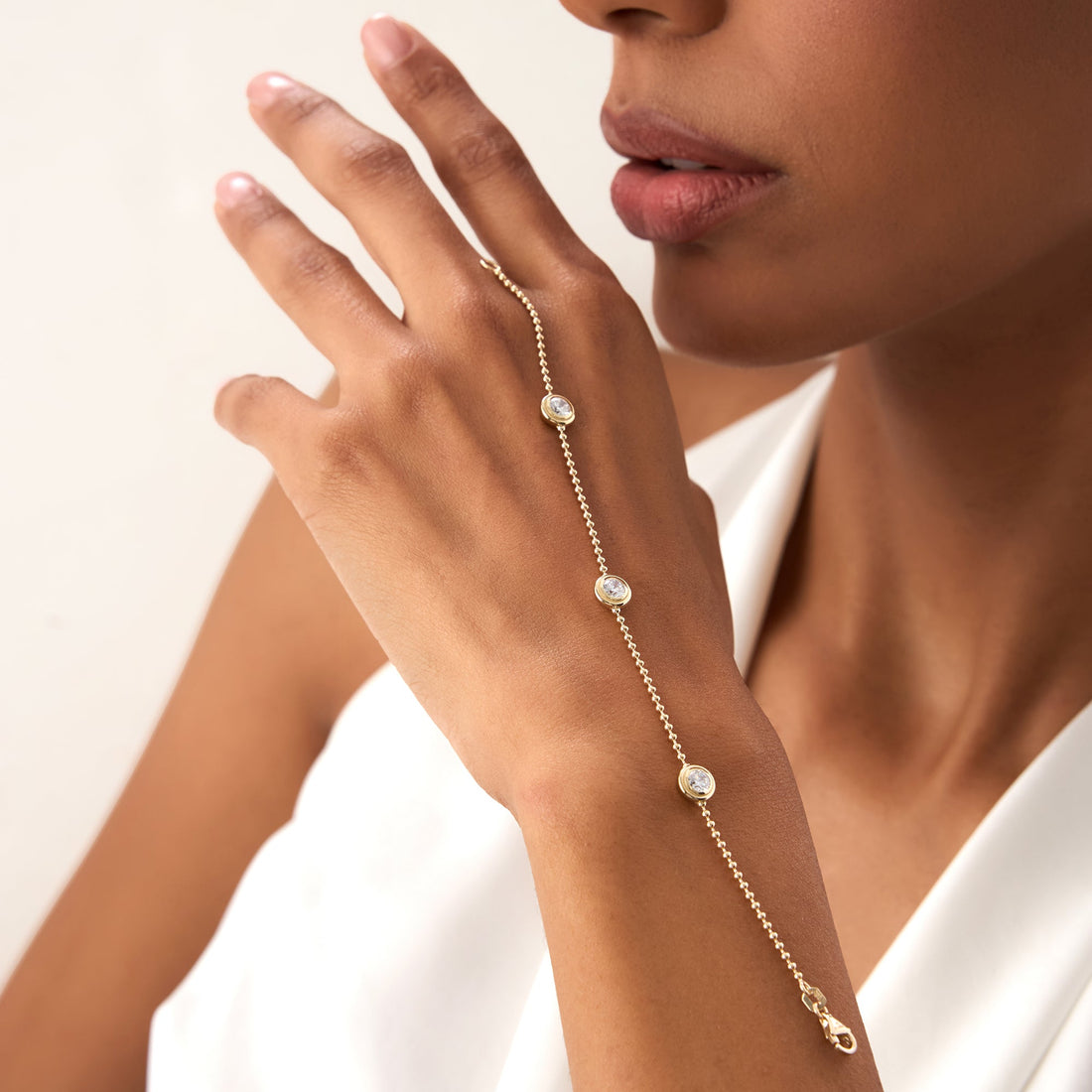 Stackable Beaded Gold Diamond Bracelet