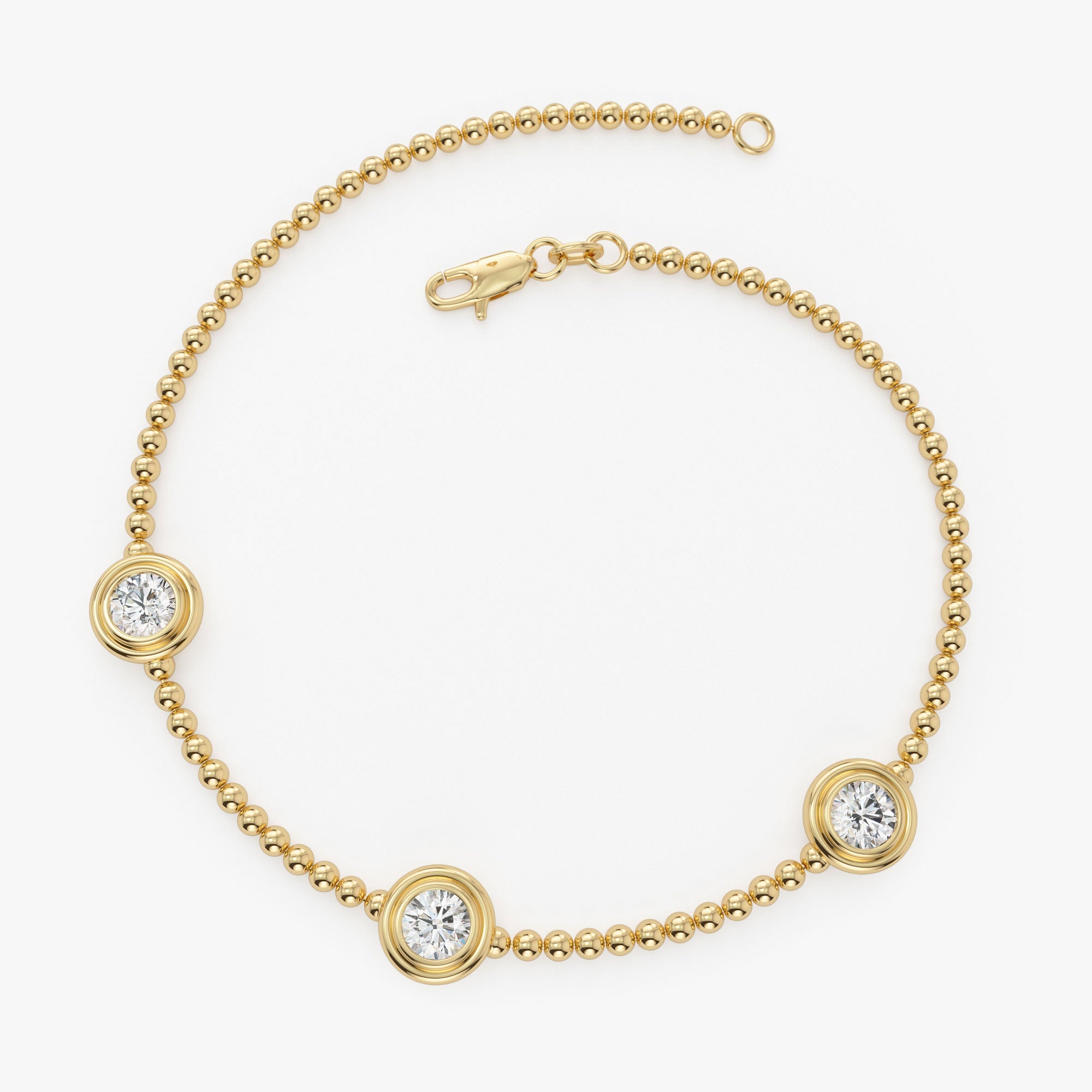 Stackable Beaded Gold Diamond Bracelet