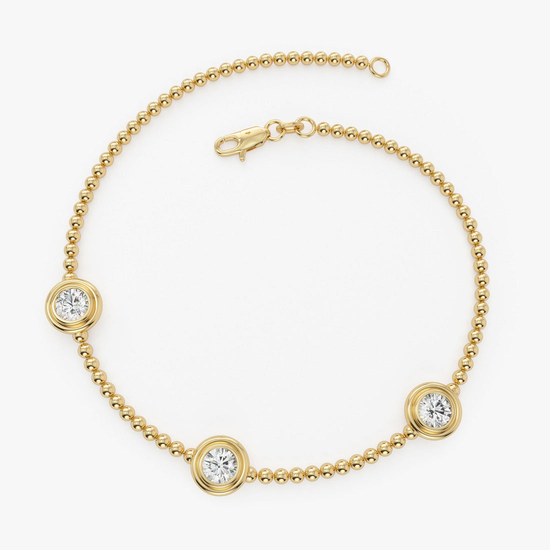 Stackable Beaded Gold Diamond Bracelet