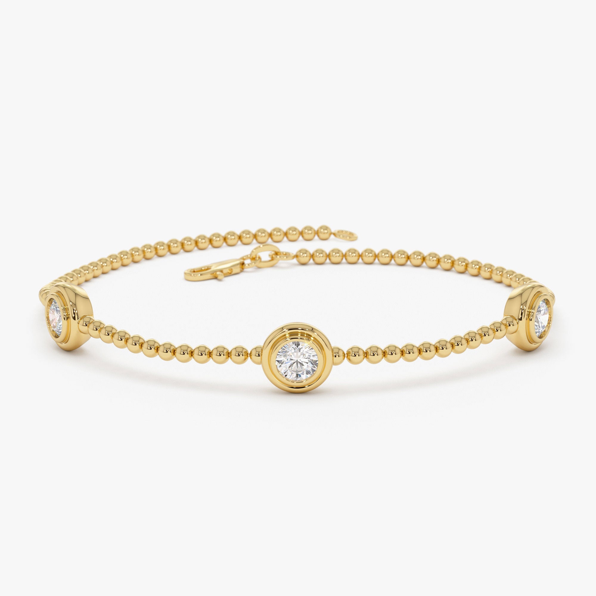 Stackable Beaded Gold Diamond Bracelet