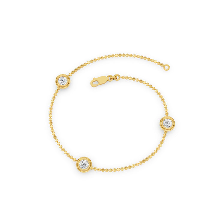 Stackable Beaded Gold Diamond Bracelet