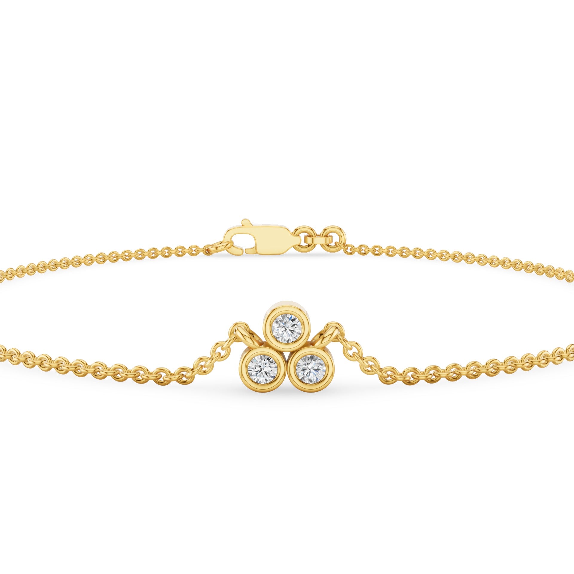Three Stone Diamond Bezel Set Bracelet