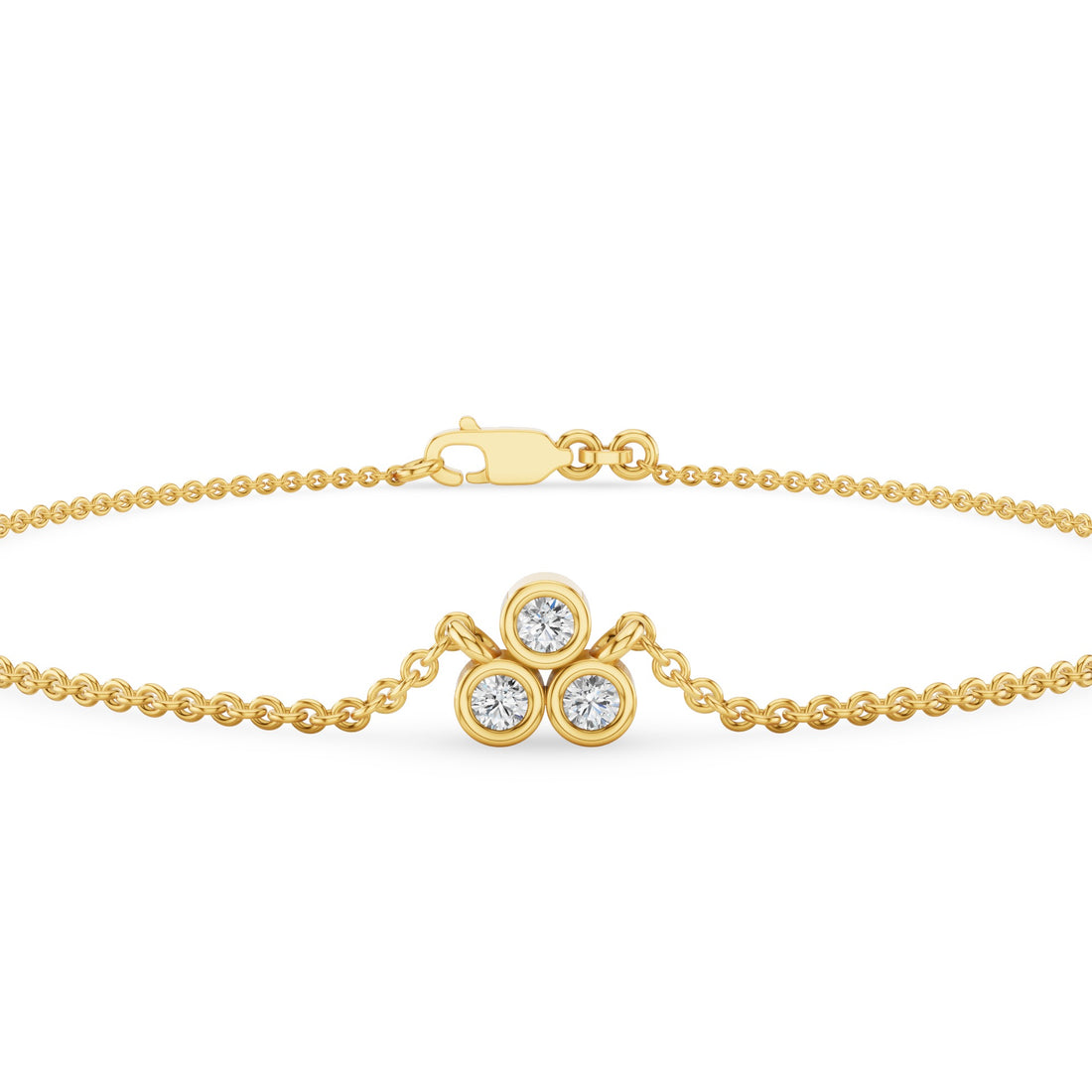Three Stone Diamond Bezel Set Bracelet