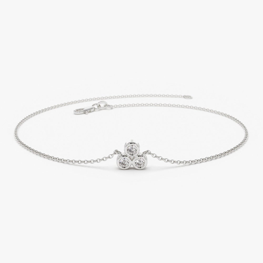 Three Stone Diamond Bezel Set Bracelet