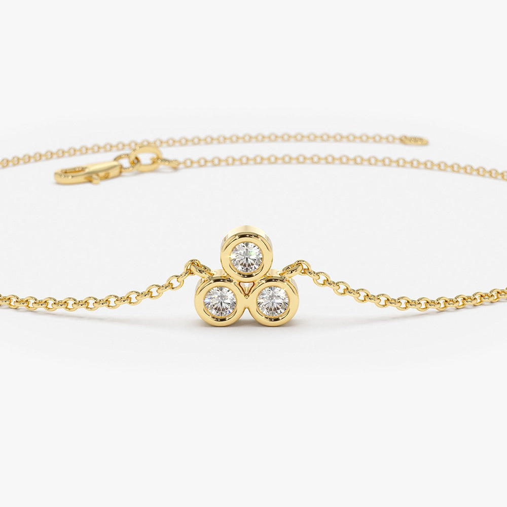 Three Stone Diamond Bezel Set Bracelet