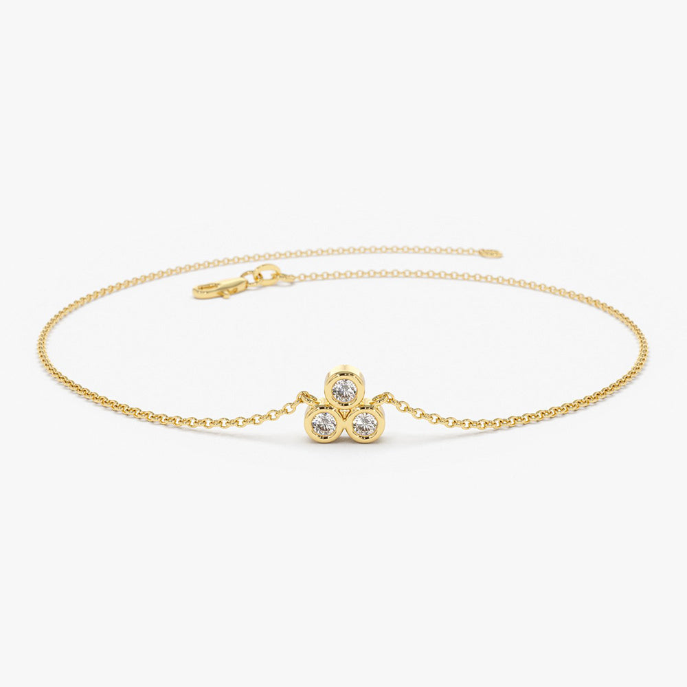 Three Stone Diamond Bezel Set Bracelet