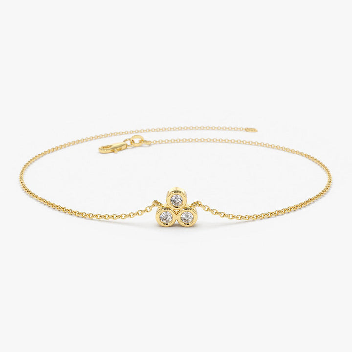 Three Stone Diamond Bezel Set Bracelet
