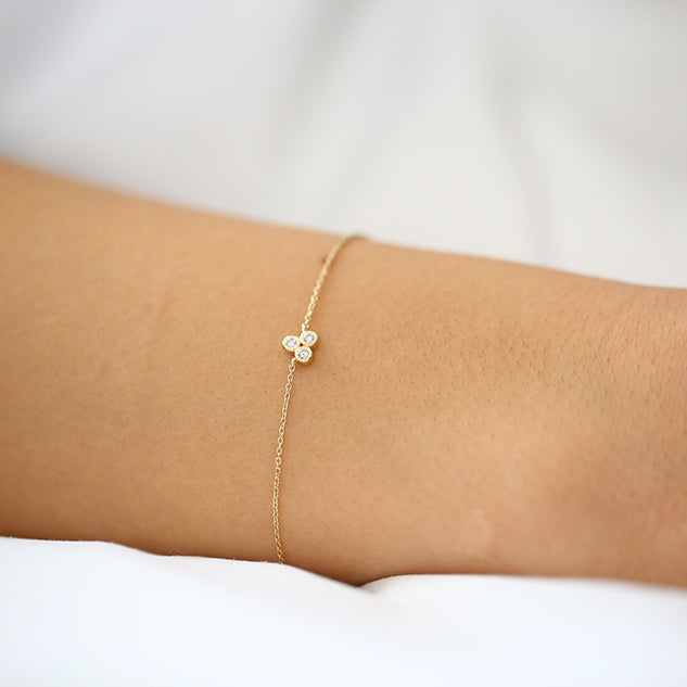 Three Stone Diamond Bezel Set Bracelet