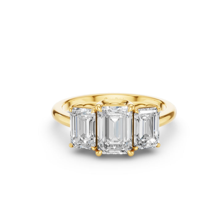 Three Stone Emerald Cut Lab Grown Diamond Engagement Ring
