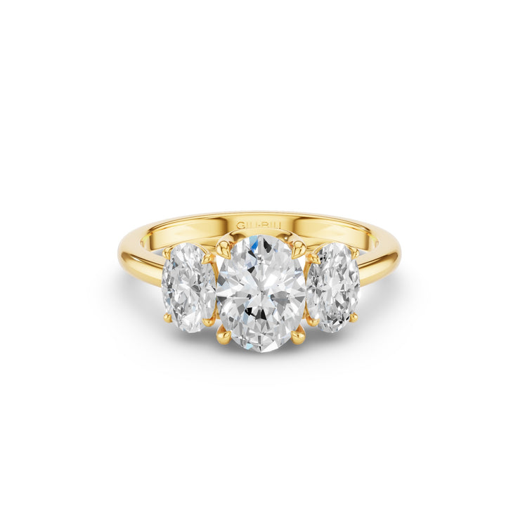 Three Stone Oval Shape Lab Grown Diamond Engagement Ring