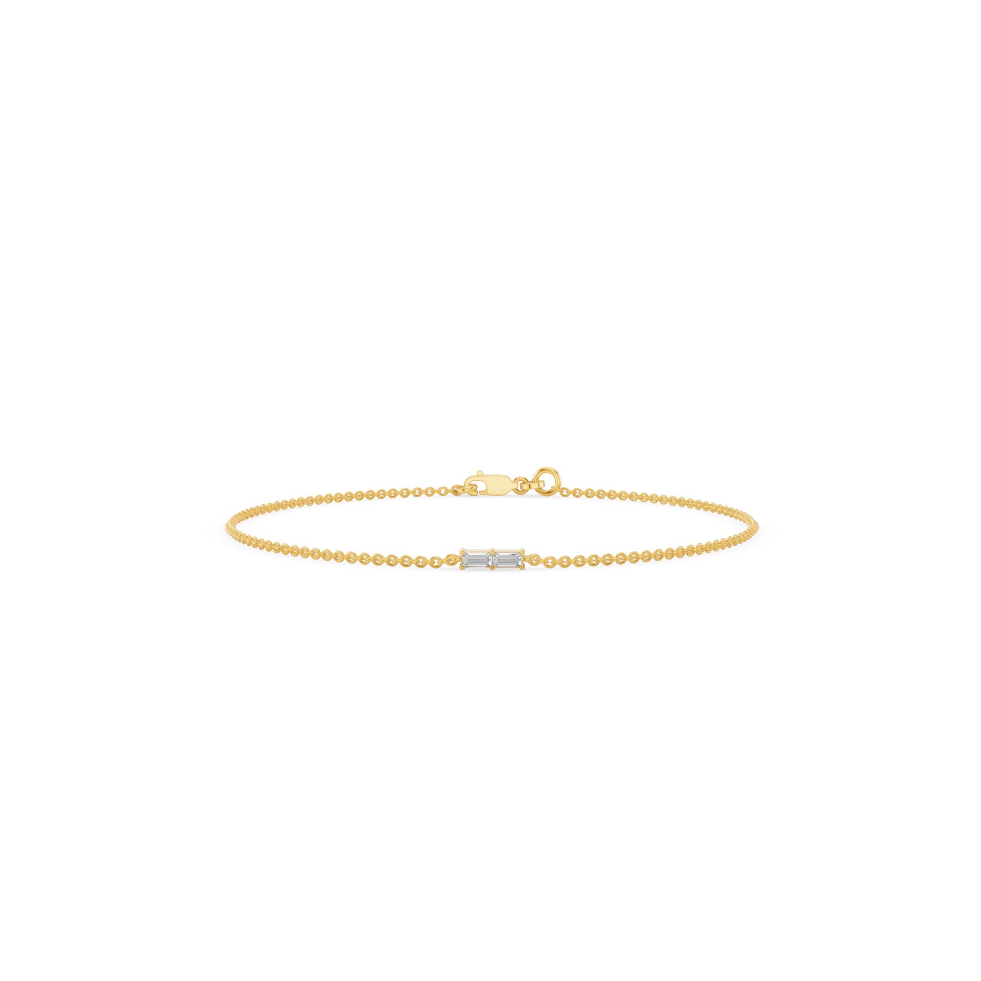 Tiny Two Stone Baguette Diamond Bracelet