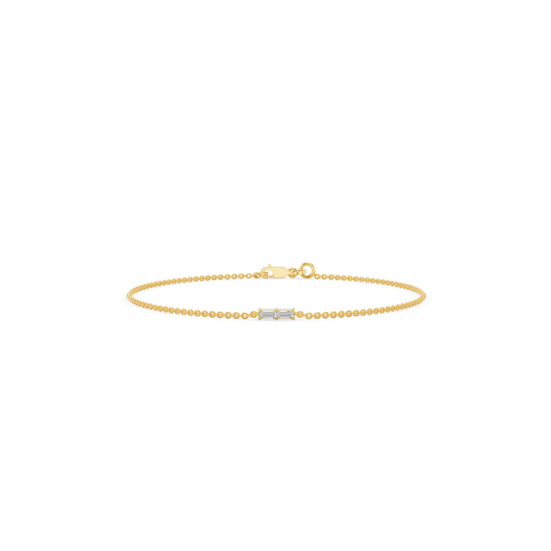 Tiny Two Stone Baguette Diamond Bracelet