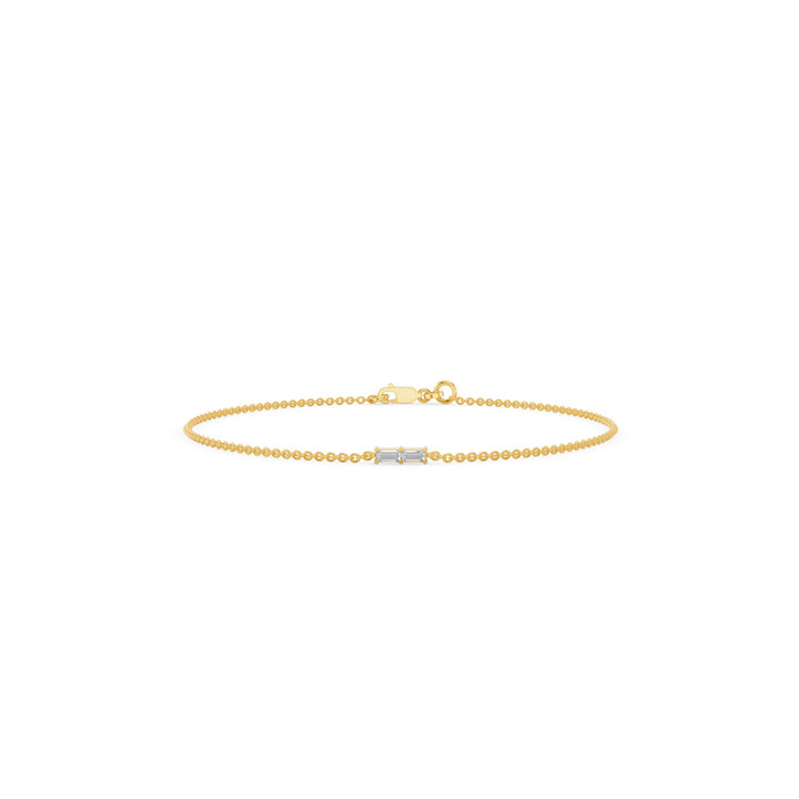 Tiny Two Stone Baguette Diamond Bracelet