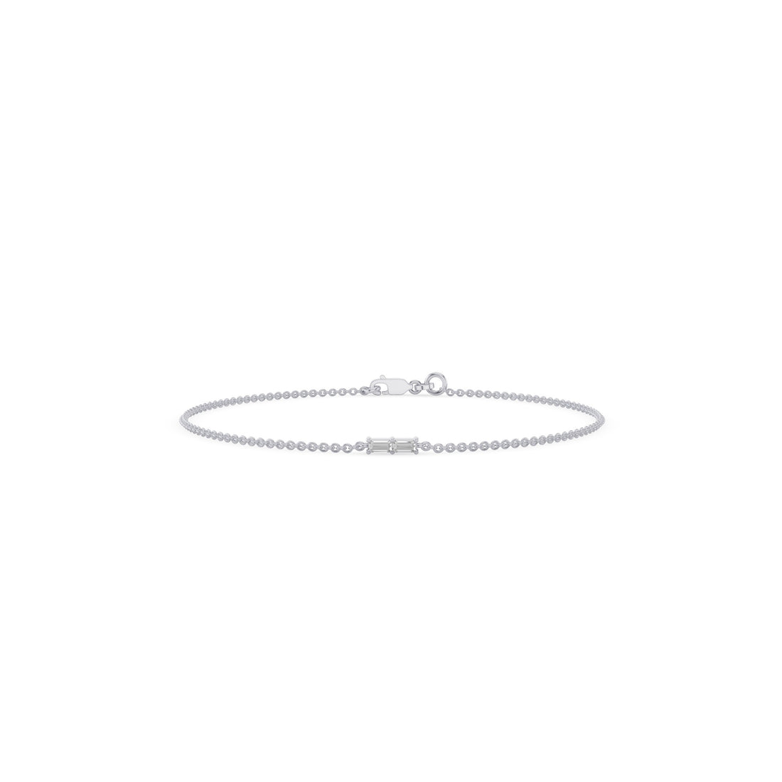 Tiny Two Stone Baguette Diamond Bracelet