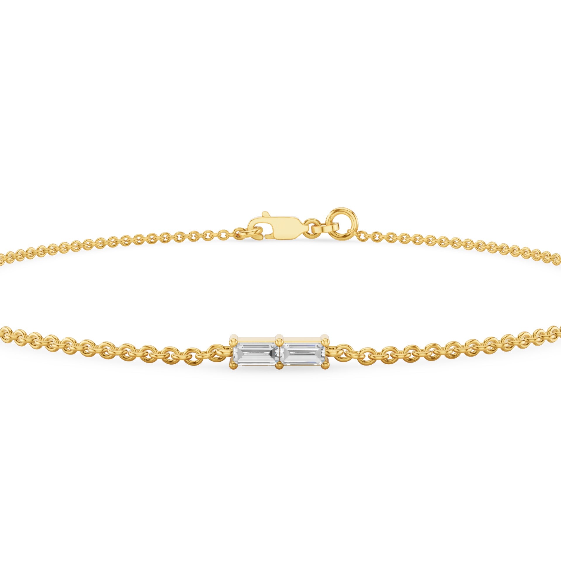 Tiny Two Stone Baguette Diamond Bracelet