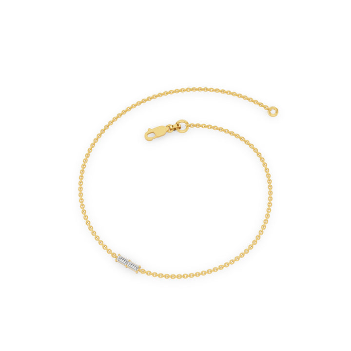 Tiny Two Stone Baguette Diamond Bracelet