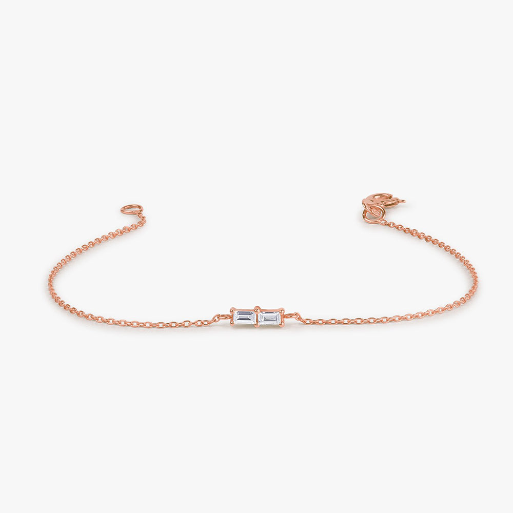 Tiny Two Stone Baguette Diamond Bracelet