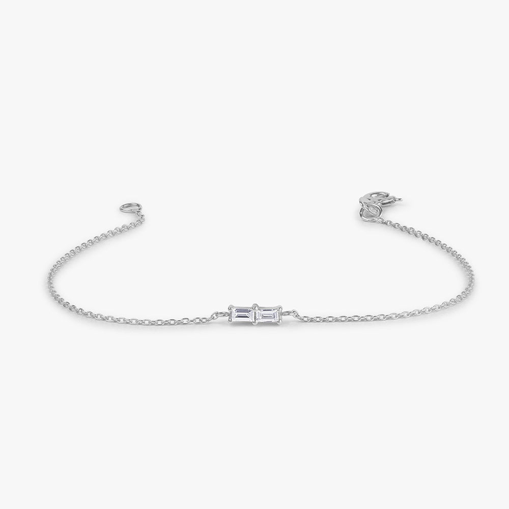 Tiny Two Stone Baguette Diamond Bracelet