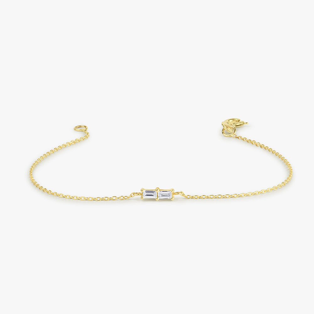 Tiny Two Stone Baguette Diamond Bracelet