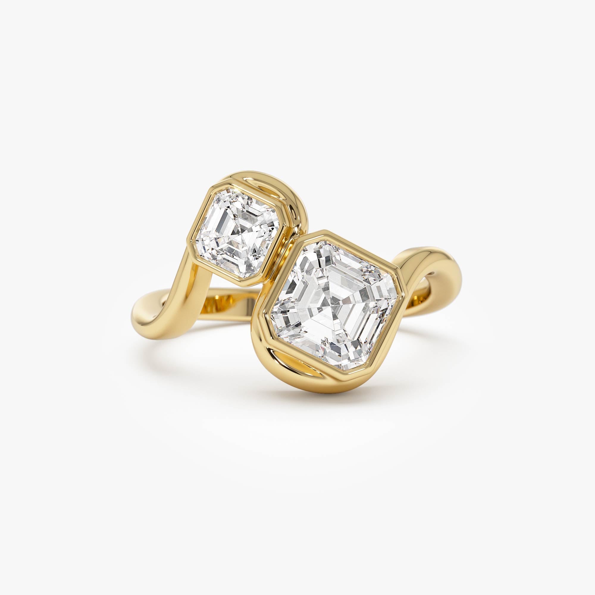 Toi et Moi Asscher Cut Lab Grown Diamond Unique Ring