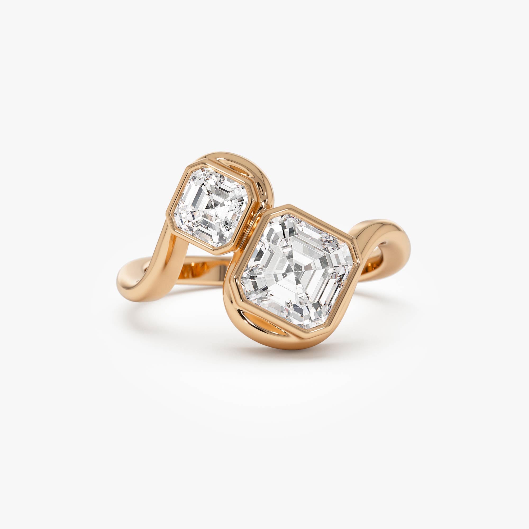 Toi et Moi Asscher Cut Lab Grown Diamond Unique Ring