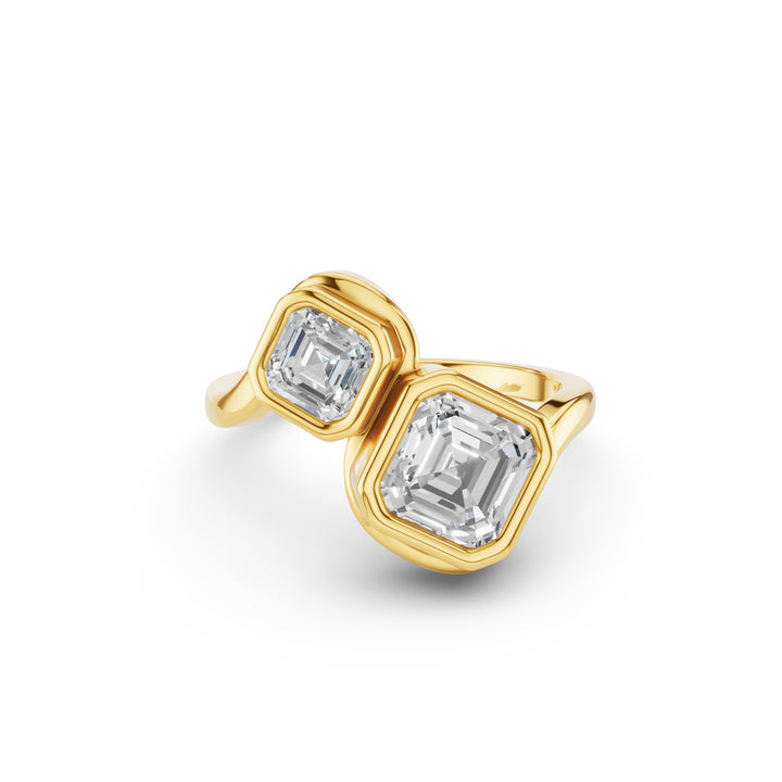 Toi et Moi Asscher Cut Lab Grown Diamond Unique Ring