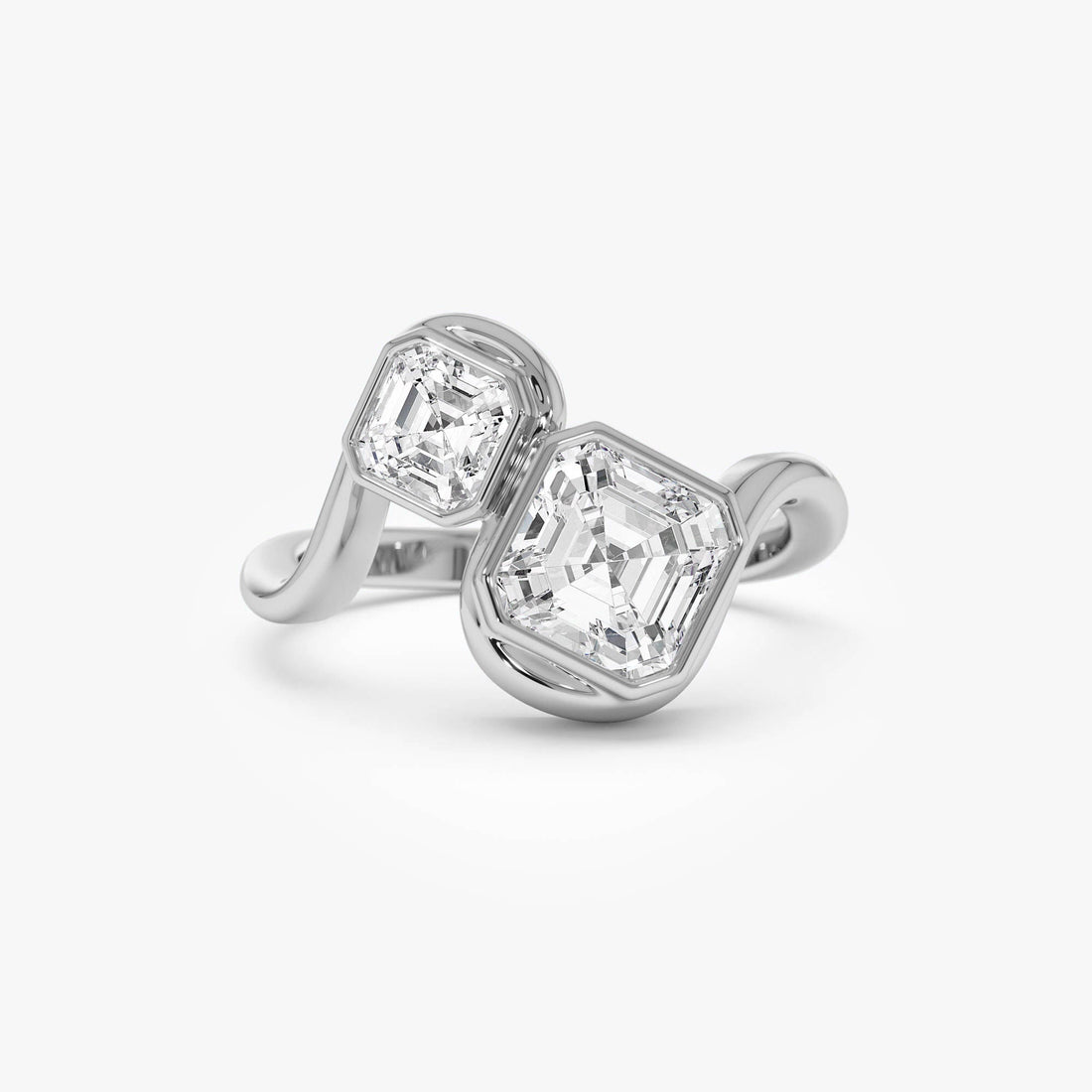 Toi et Moi Asscher Cut Lab Grown Diamond Unique Ring