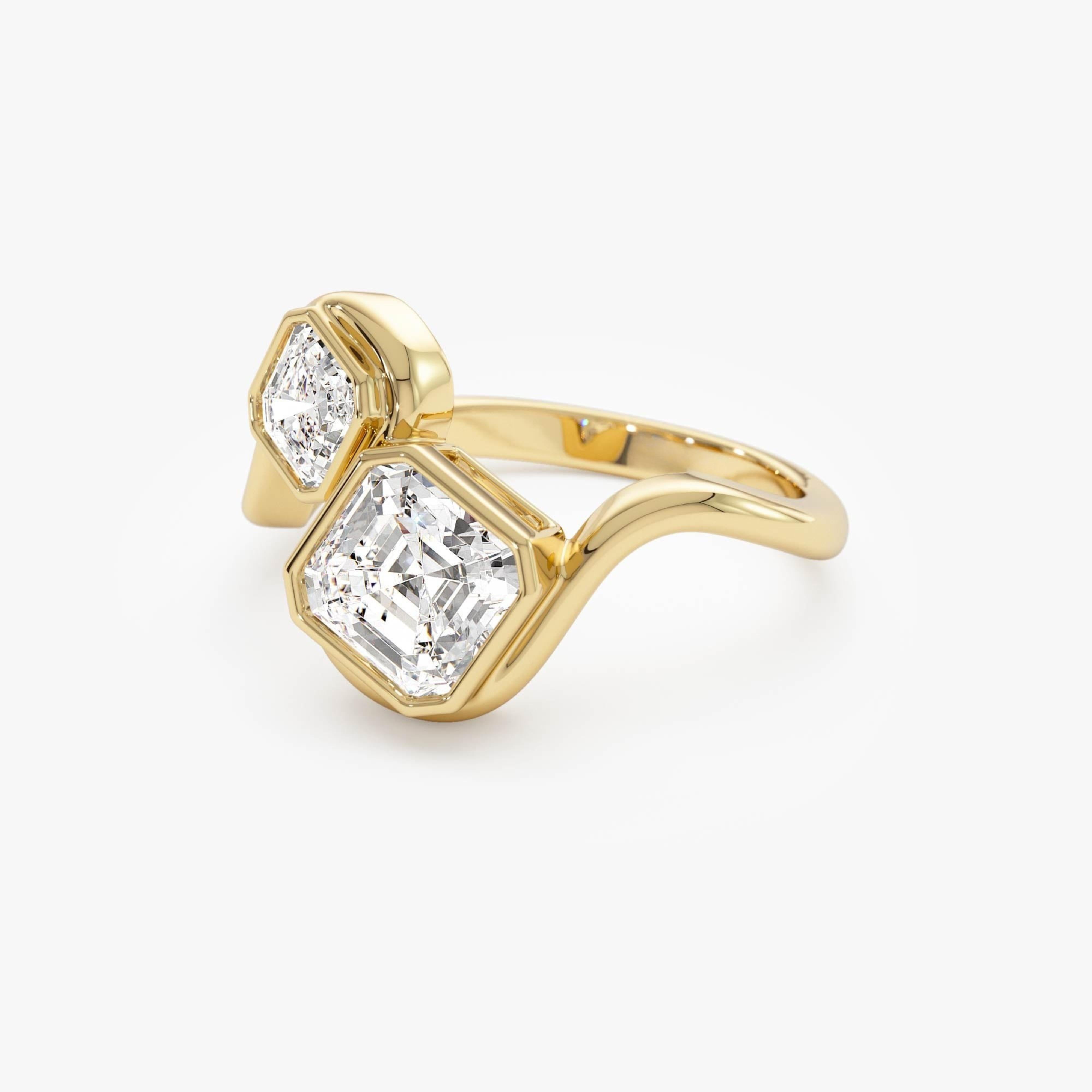 Toi et Moi Asscher Cut Lab Grown Diamond Unique Ring