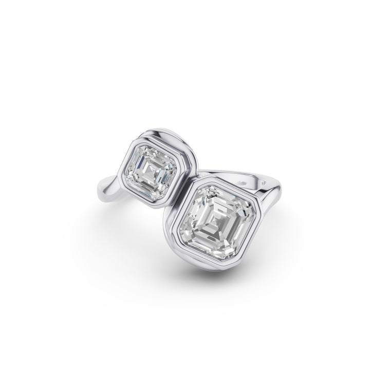 Toi et Moi Asscher Cut Lab Grown Diamond Unique Ring