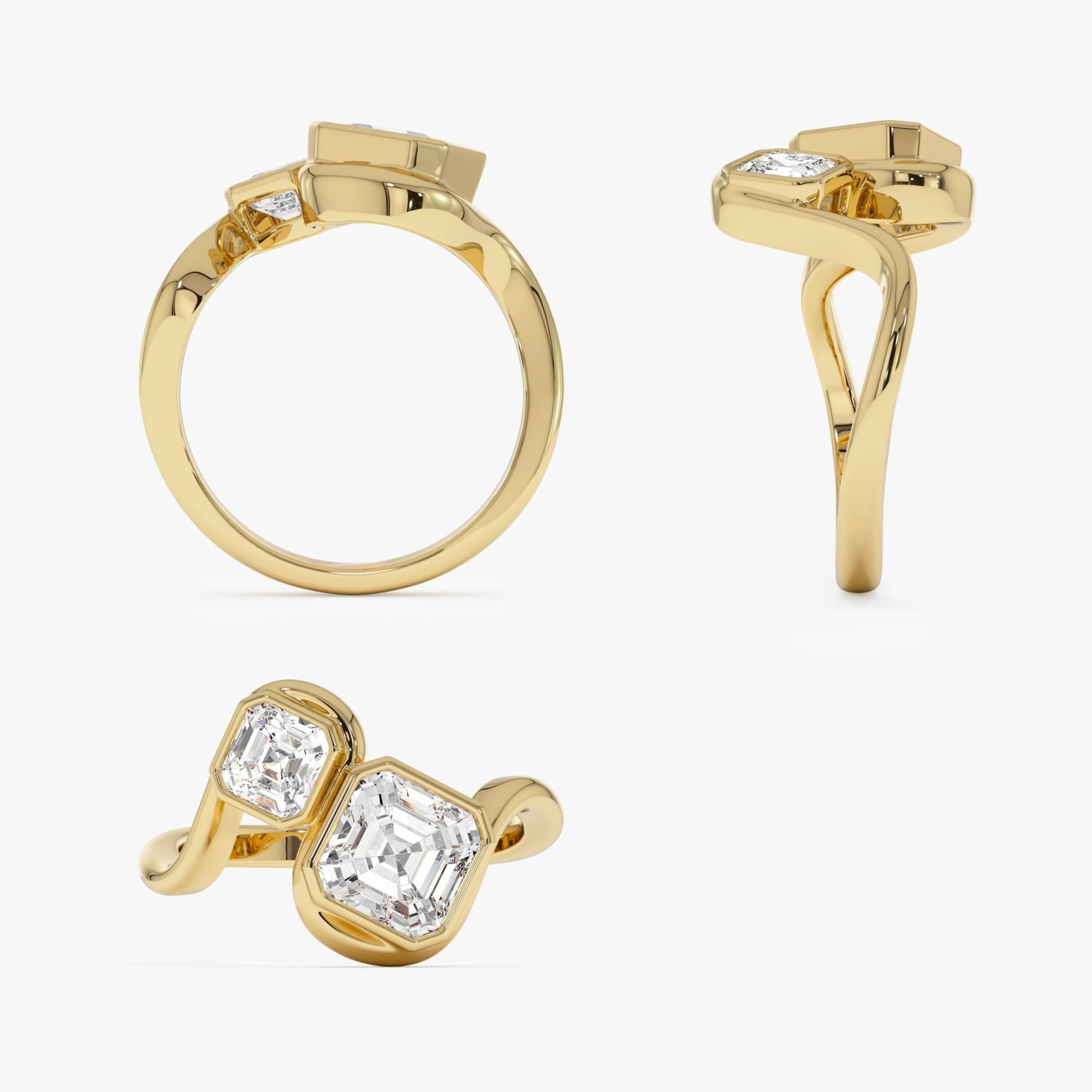Toi et Moi Asscher Cut Lab Grown Diamond Unique Ring