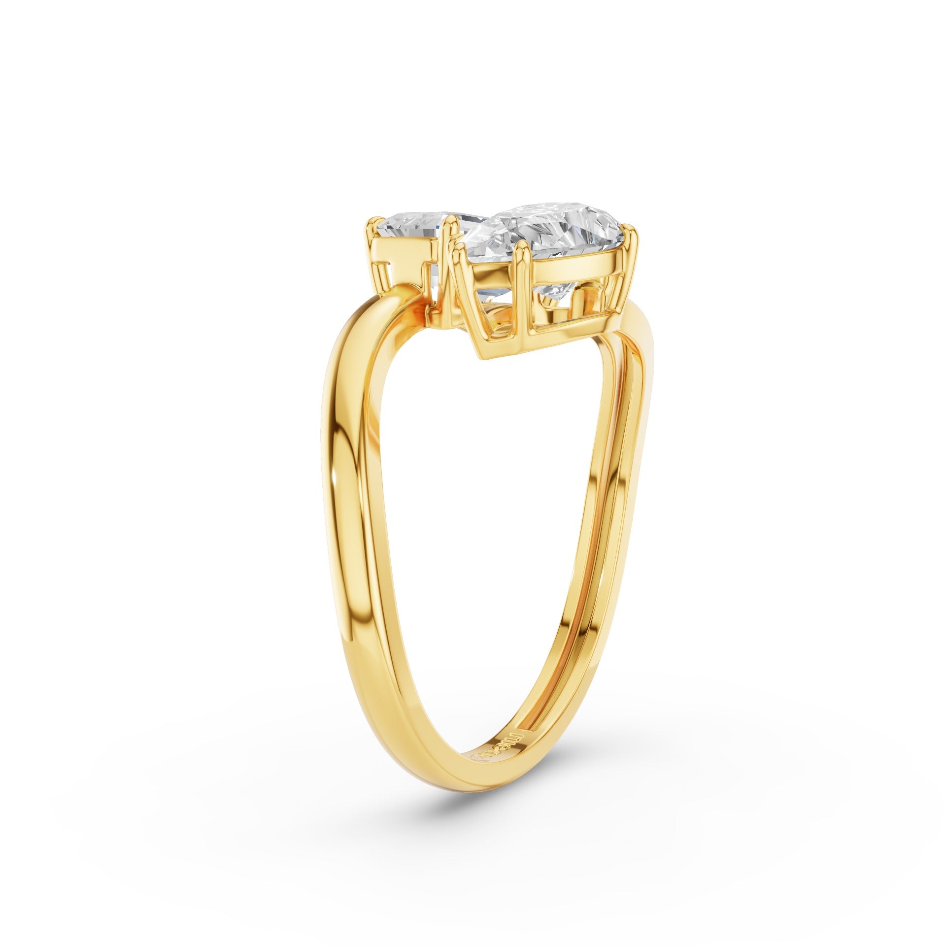Toi et Moi Emerald And Pear Shape Sleek Design Diamond Ring