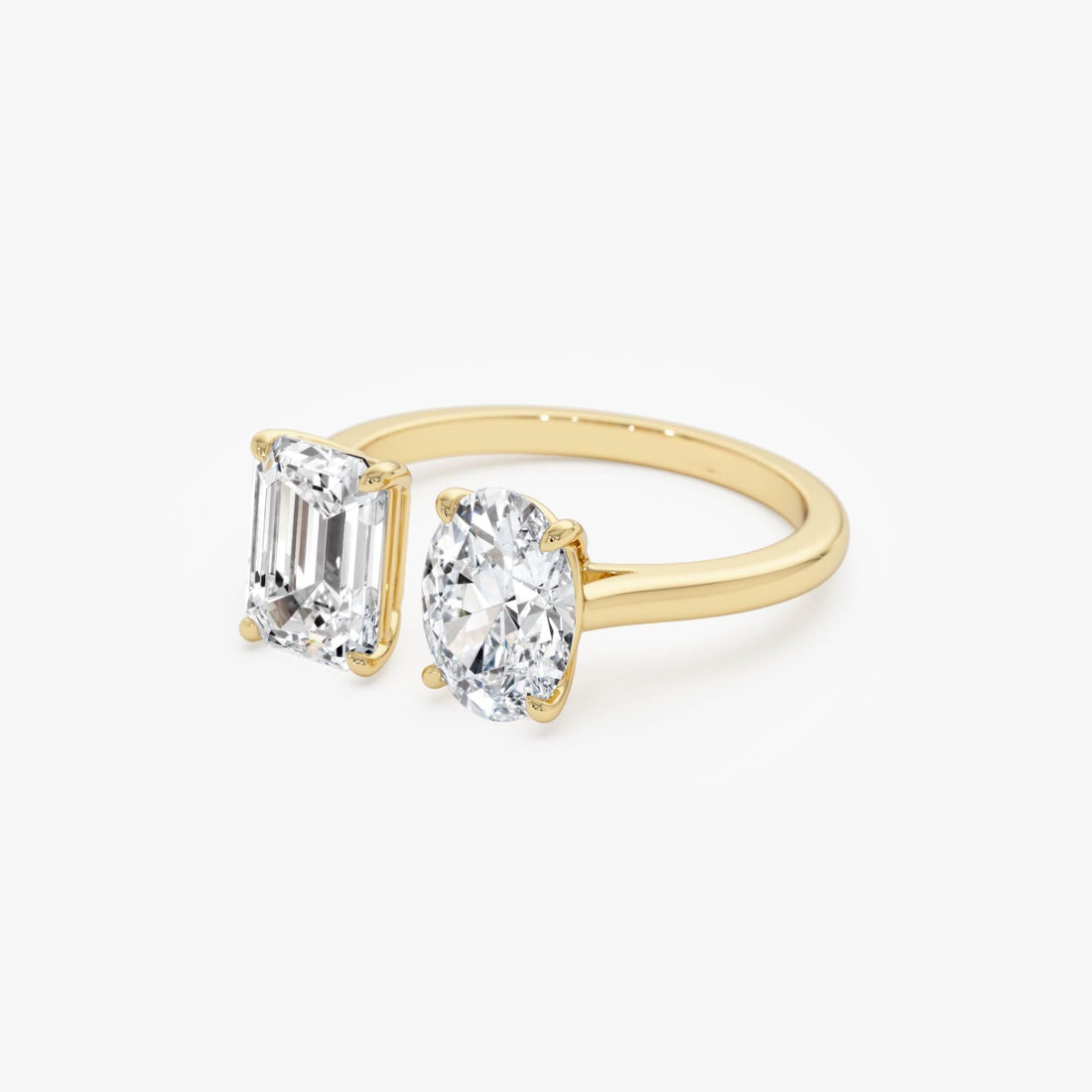 Toi et Moi Emerald Oval Cut Lab Grown Diamond Ring