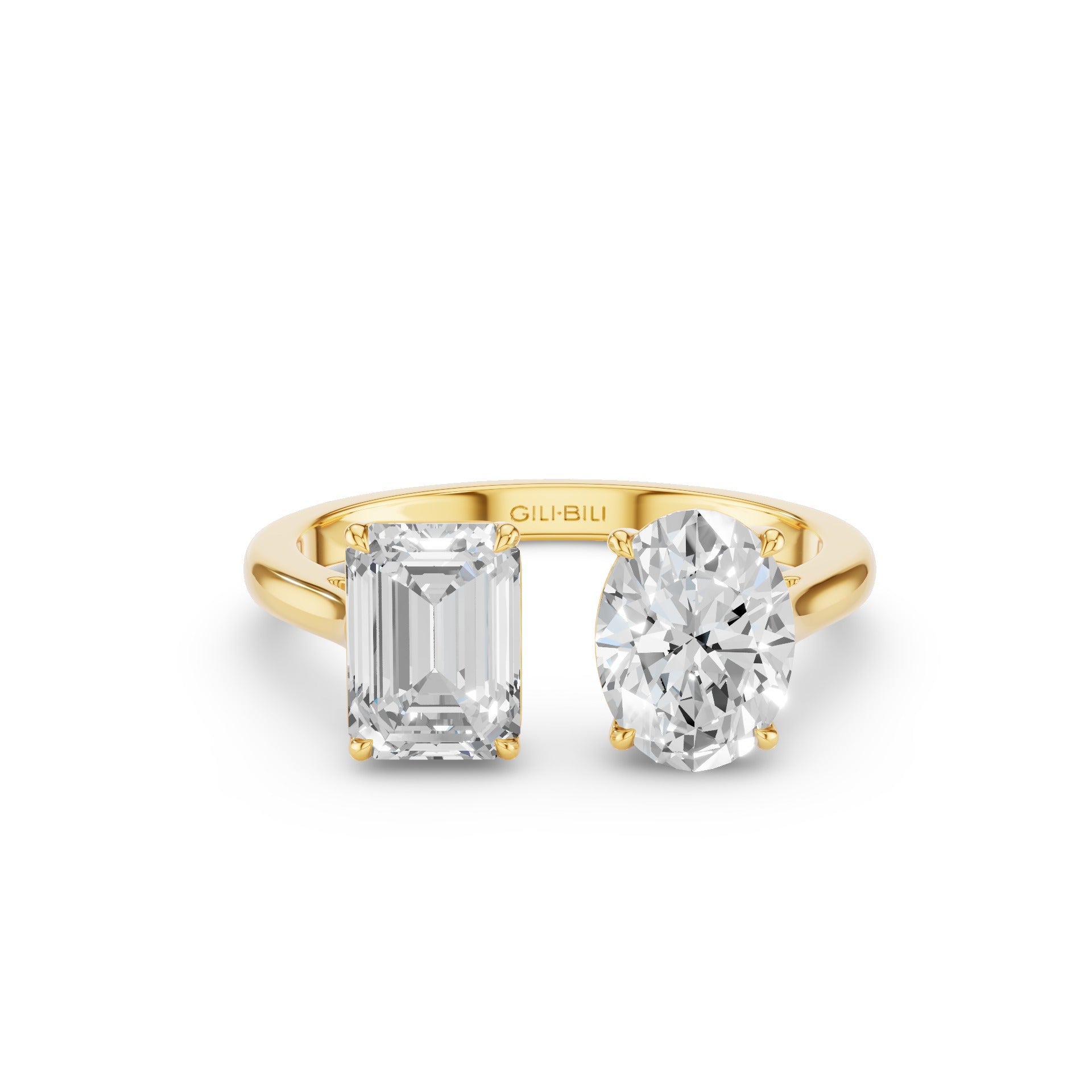 Toi et Moi Emerald Oval Cut Lab Grown Diamond Ring