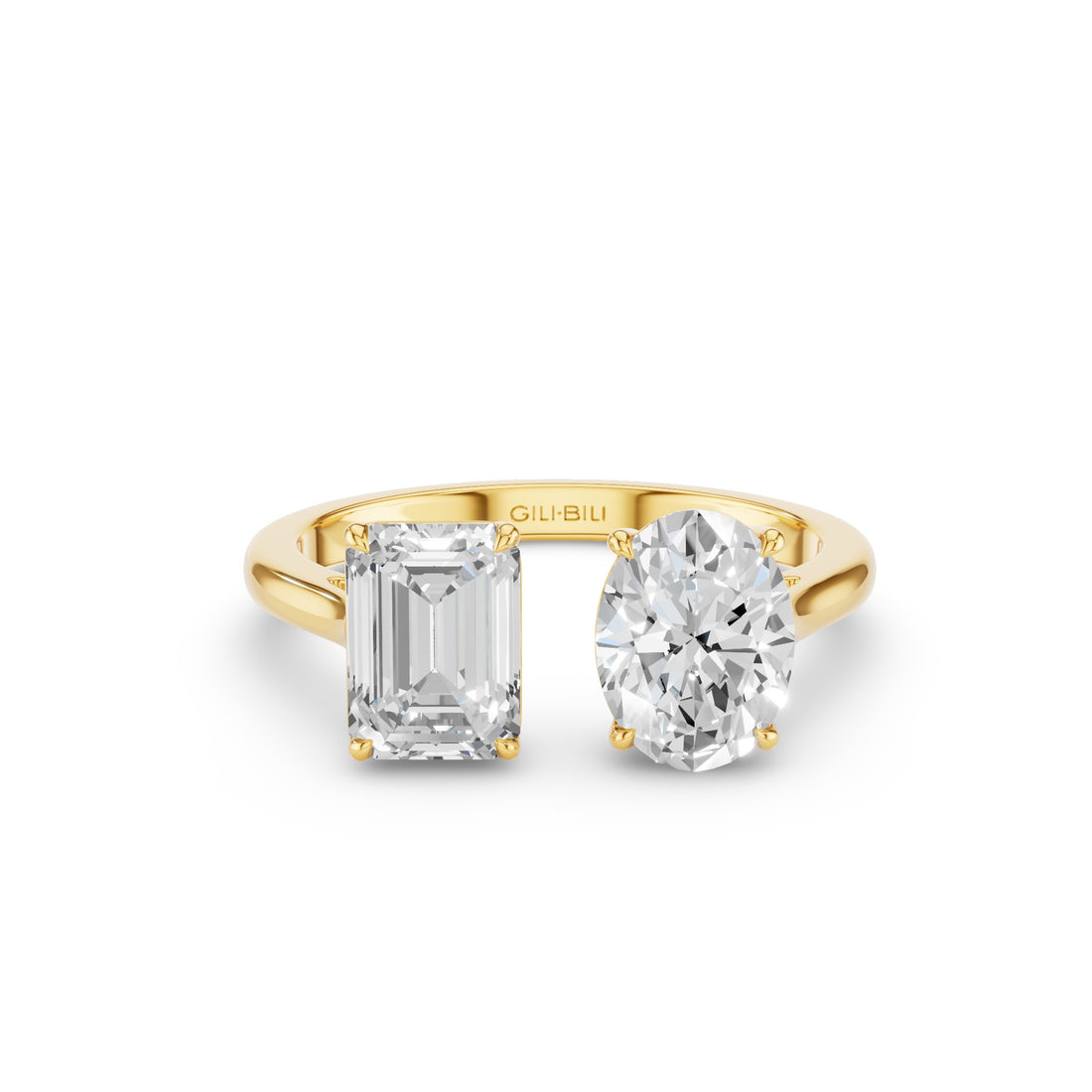 Toi et Moi Emerald Oval Cut Lab Grown Diamond Ring