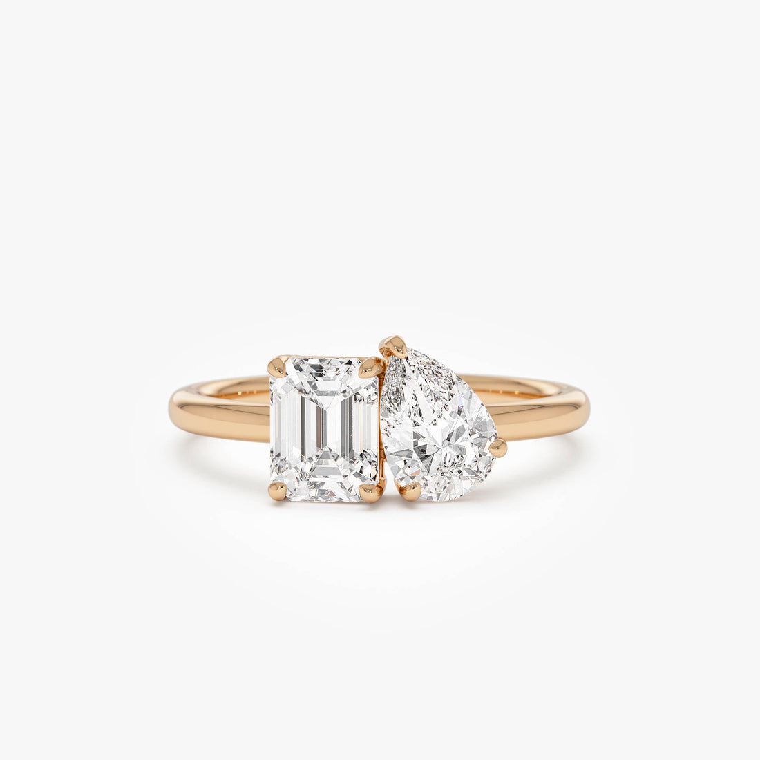 Toi et Moi Pear Shaped And Emerald Cut Lab Diamond  Ring