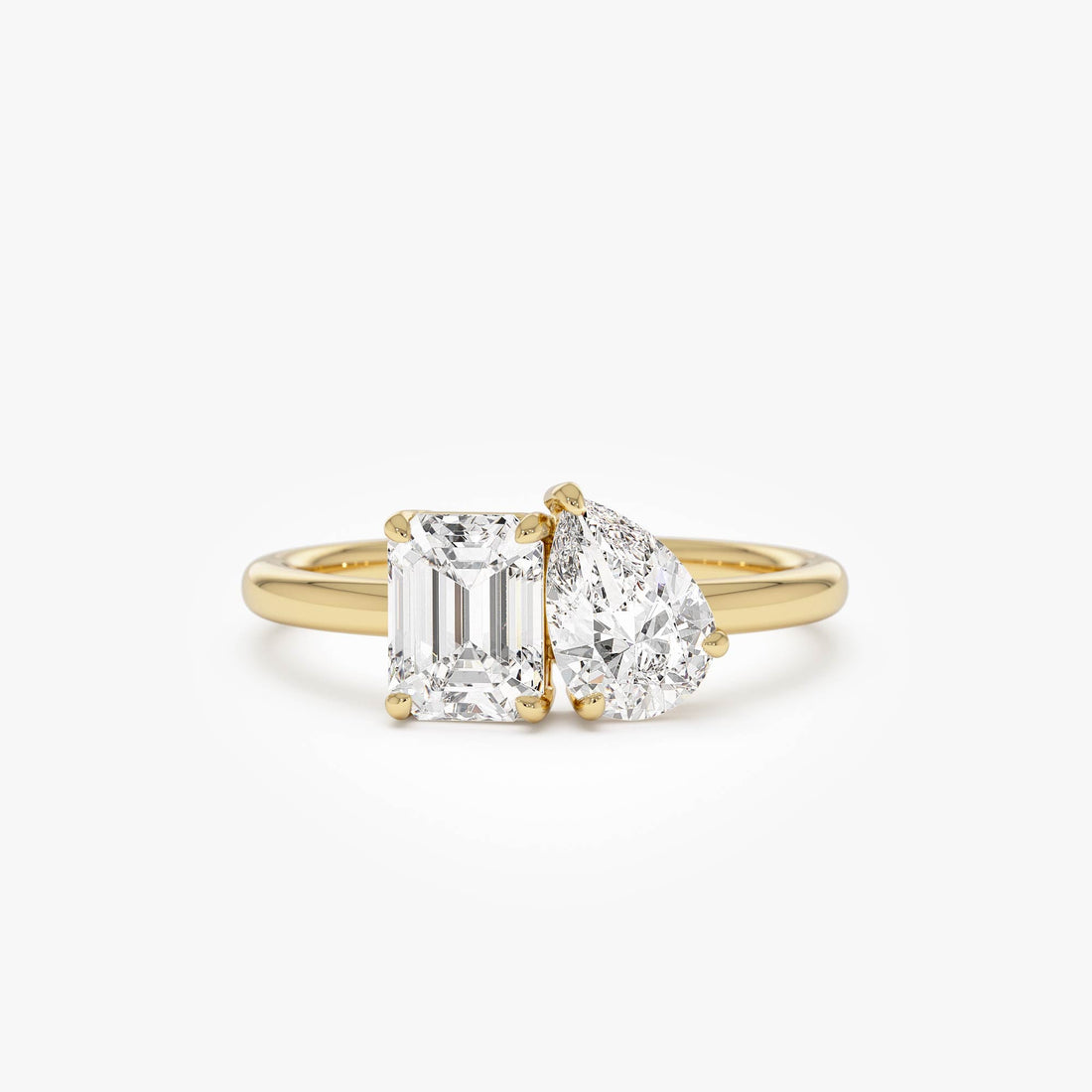 Toi et Moi Pear Shaped And Emerald Cut Lab Diamond  Ring