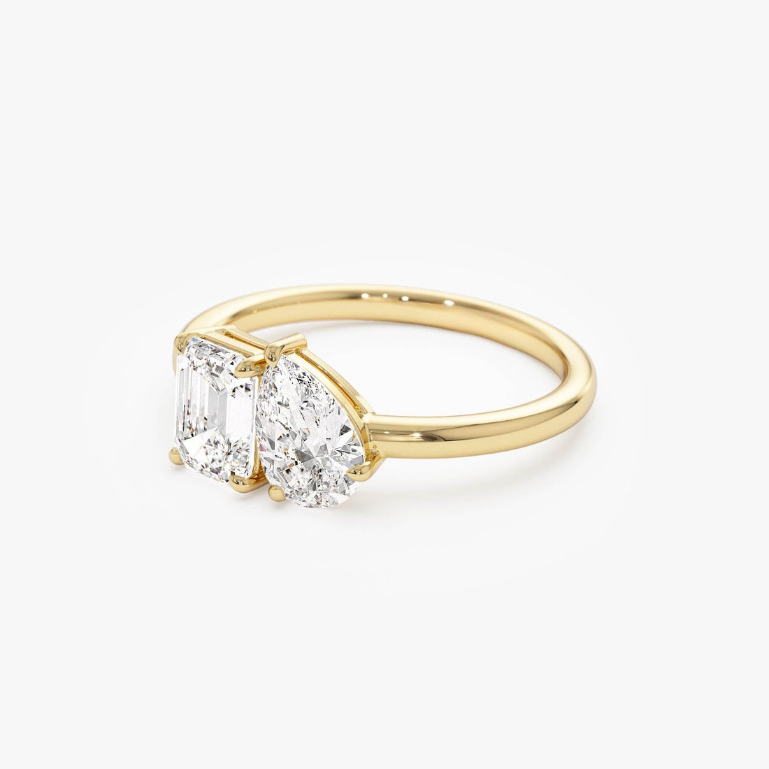 Toi et Moi Pear Shaped And Emerald Cut Lab Diamond  Ring