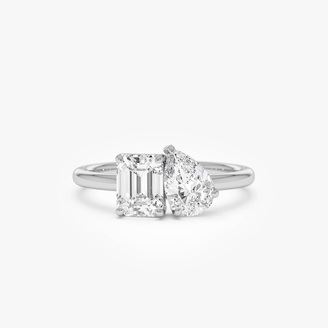 Toi et Moi Pear Shaped And Emerald Cut Lab Diamond  Ring