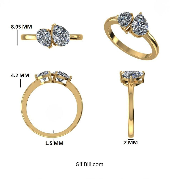 Toi et Moi Pear Shaped Lab Grown Diamond Ring