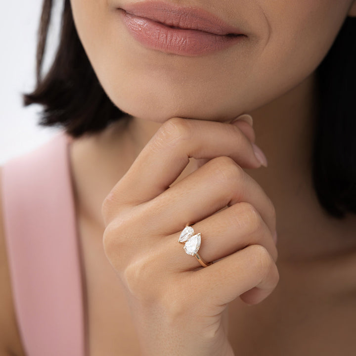 Toi et Moi Pear Shaped Lab Grown Diamond Ring