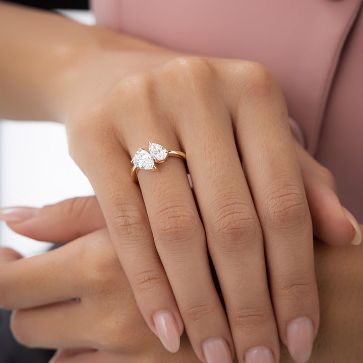 Toi et Moi Pear Shaped Lab Grown Diamond Ring