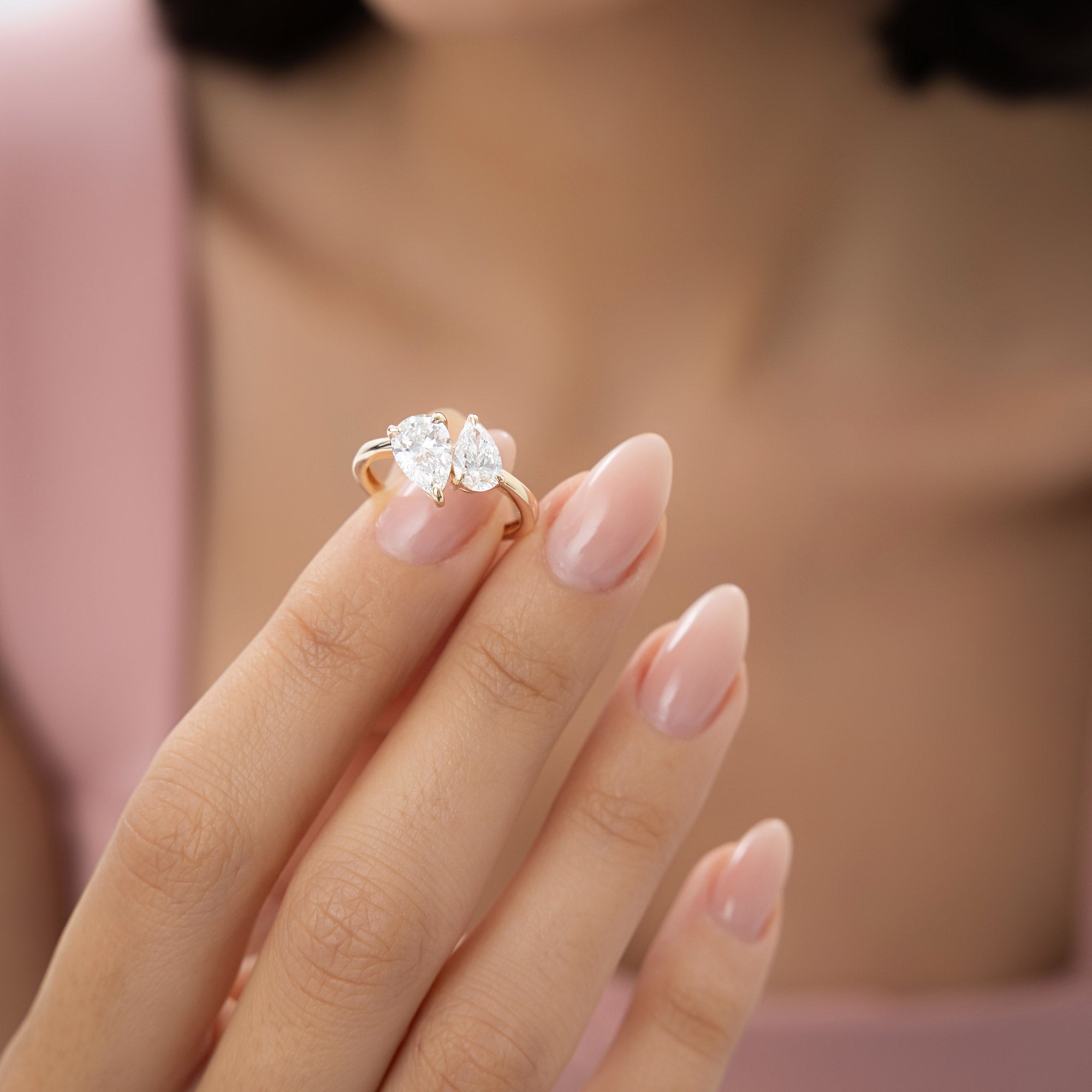 Toi et Moi Pear Shaped Lab Grown Diamond Ring