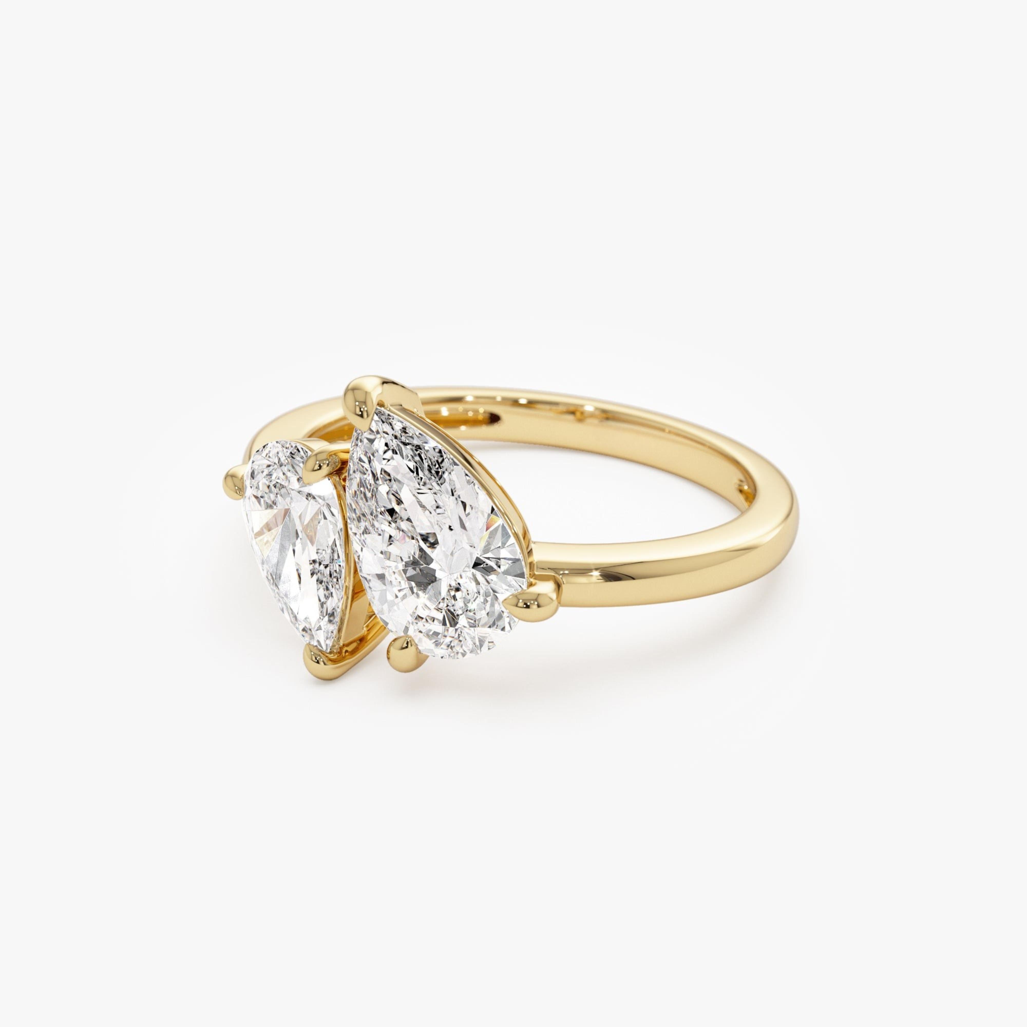 Toi et Moi Pear Shaped Lab Grown Diamond Ring