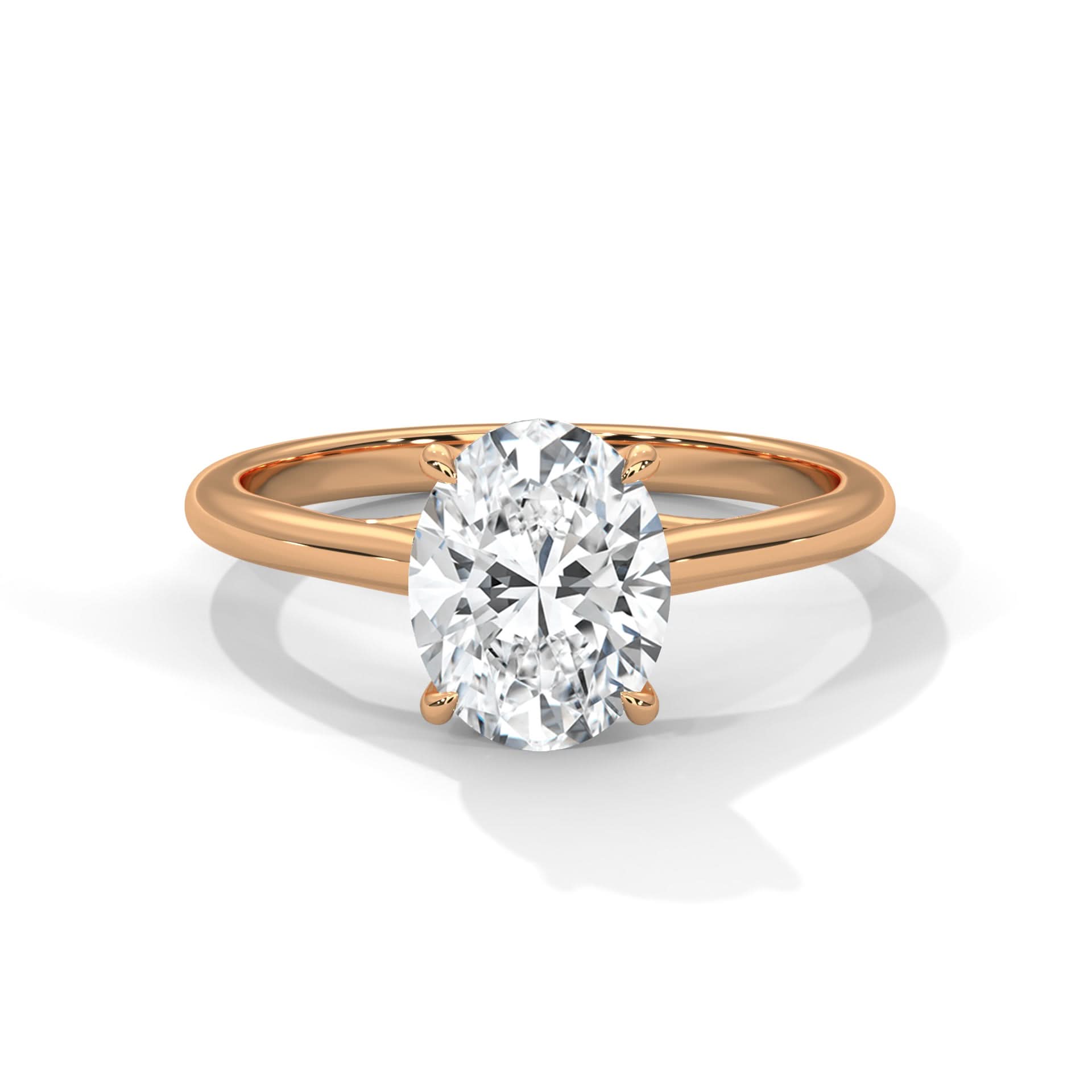 Rose gold ring with Oval lab diamond ring