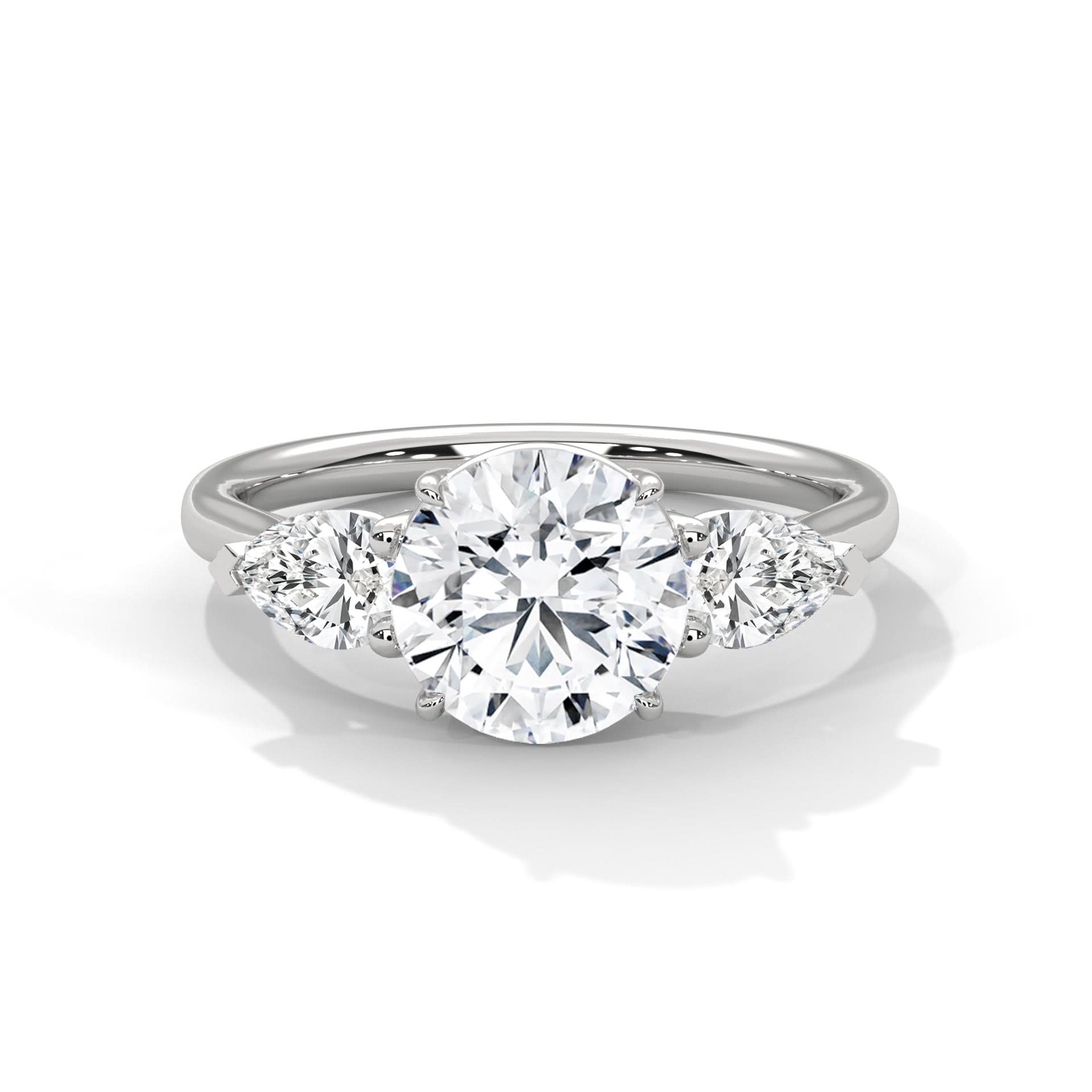 Three stone white gold engagement ring