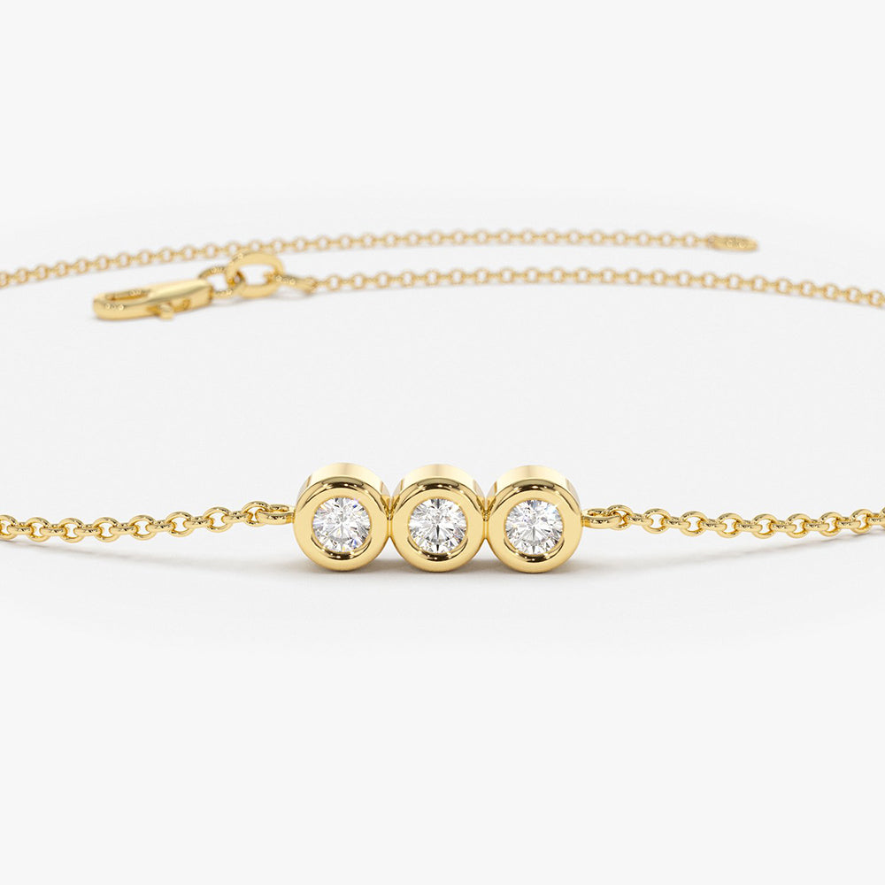 Triple Diamond Bezel Bracelet