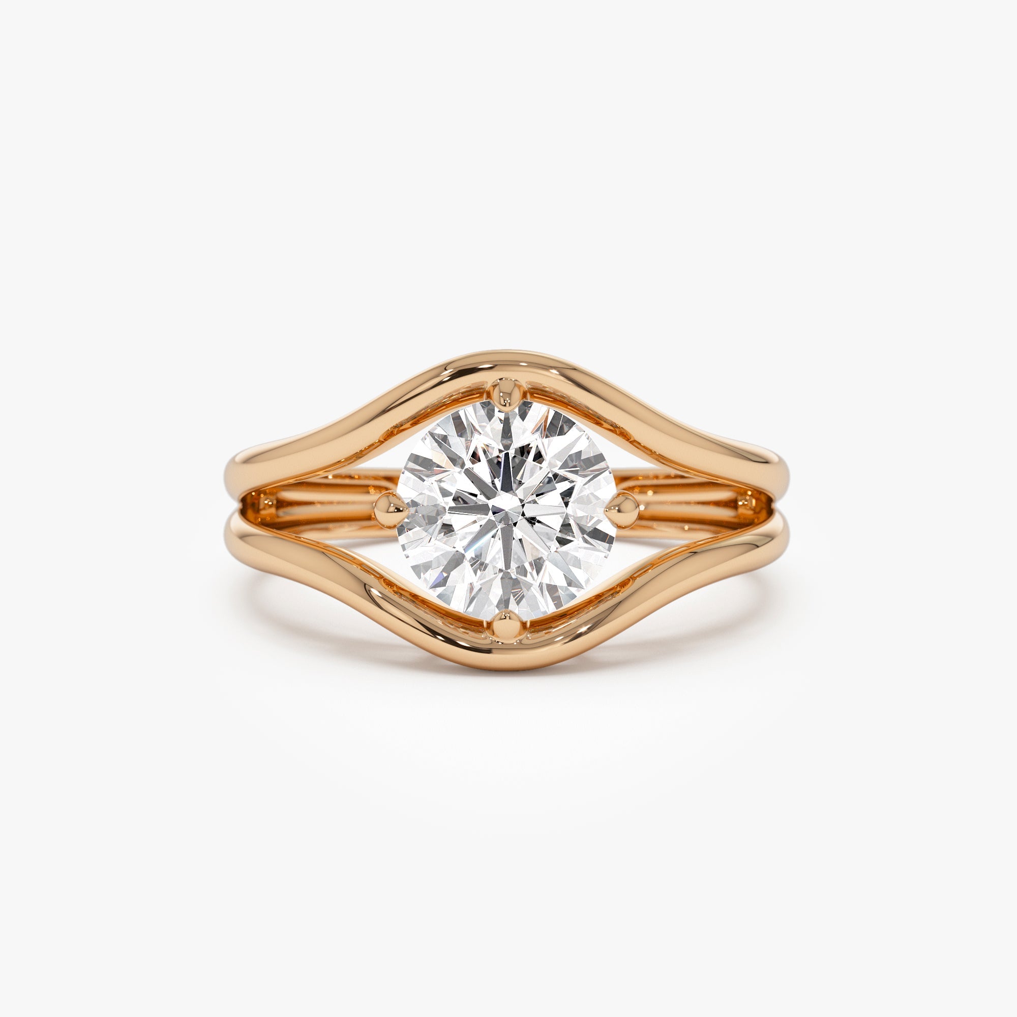 Unique Split Shank Round Lab Grown Diamond Engagement Ring