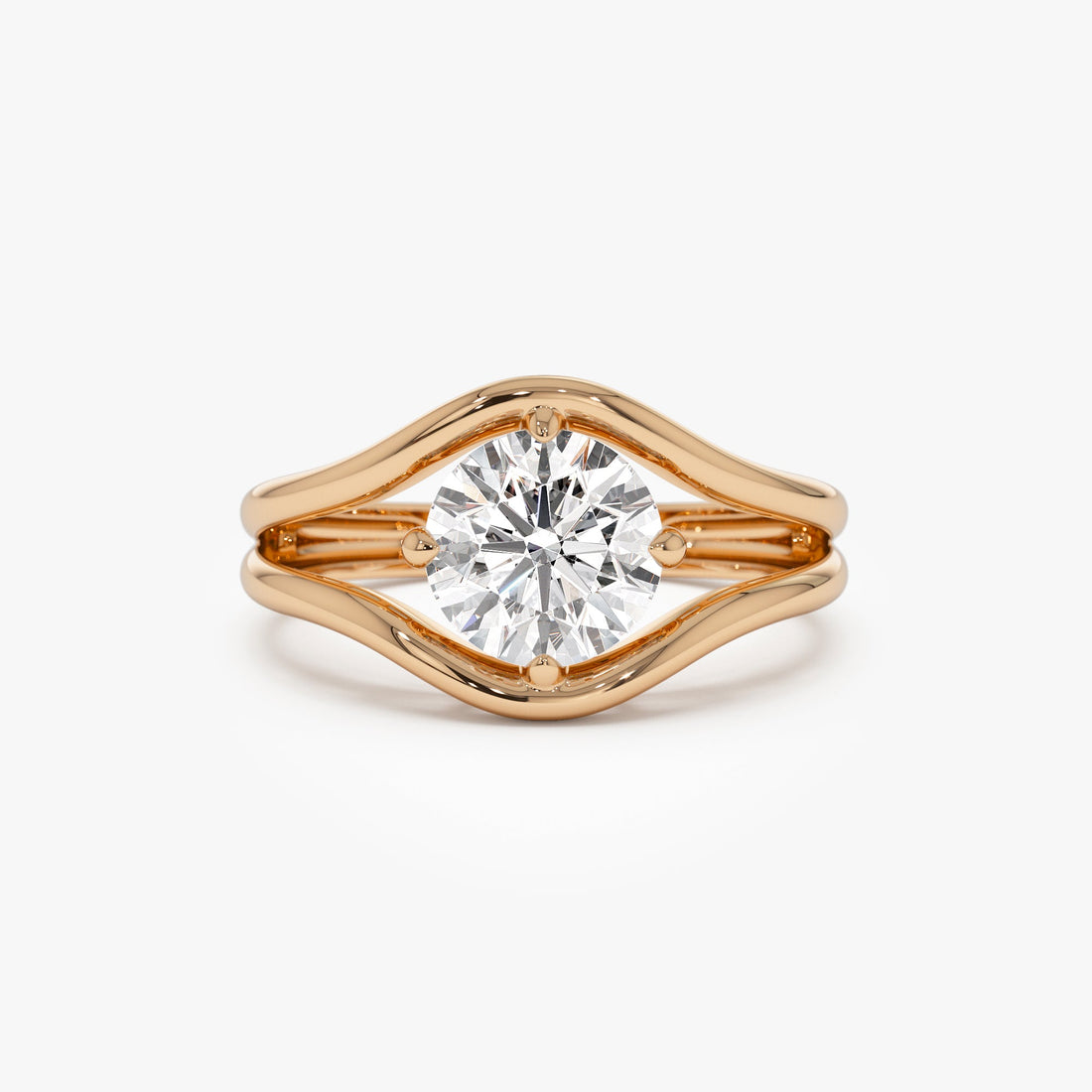 Unique Split Shank Round Lab Grown Diamond Engagement Ring