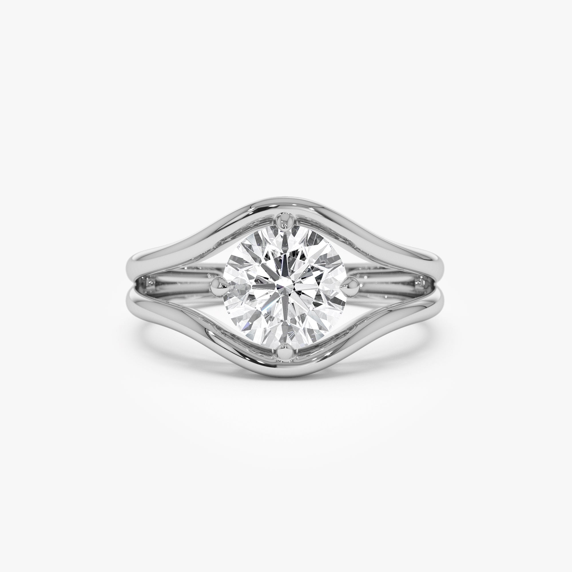 Unique Split Shank Round Lab Grown Diamond Engagement Ring